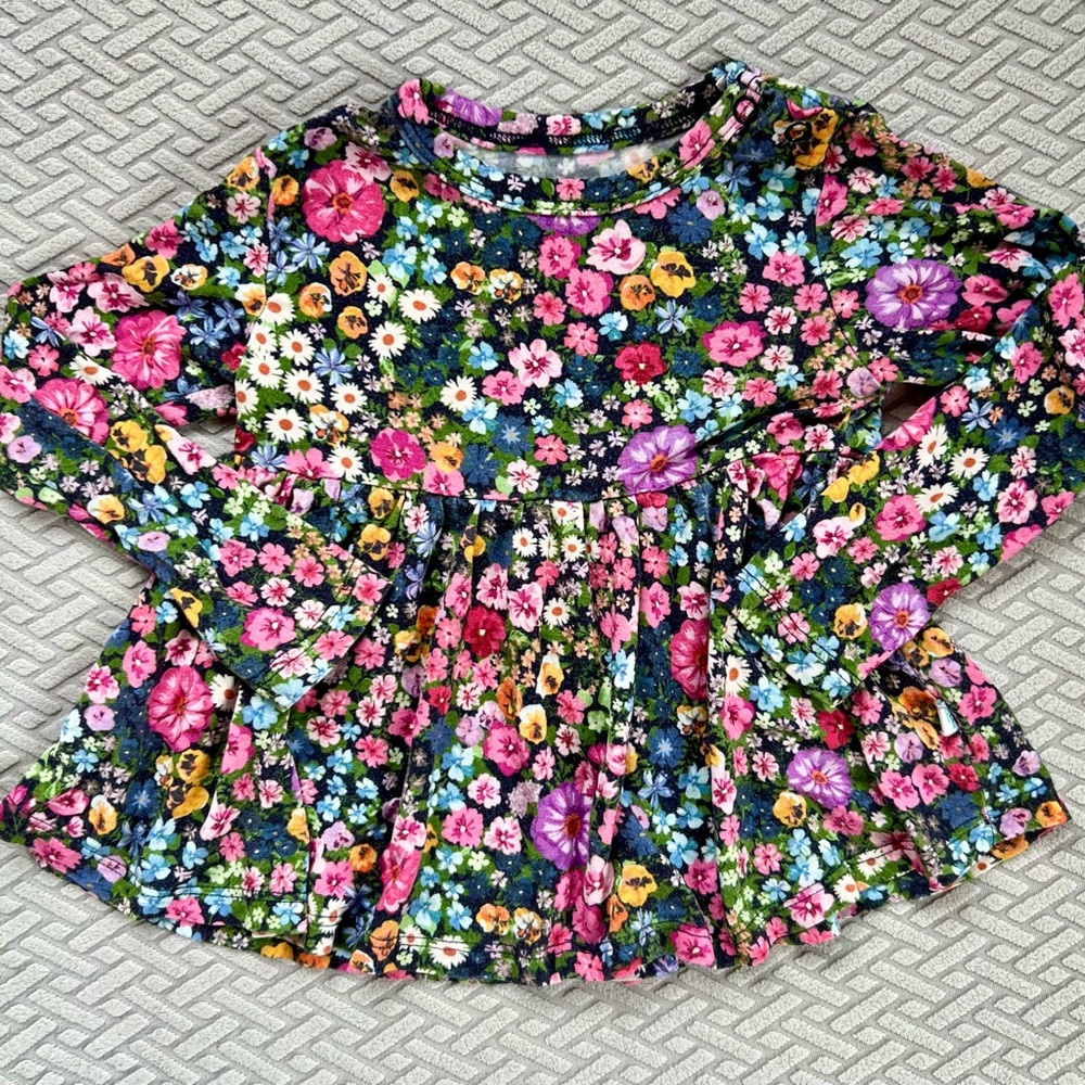 Posh Peanut Floral Kids Top - Multicolor
